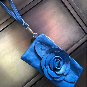Blue Wristlet with Rose Detail